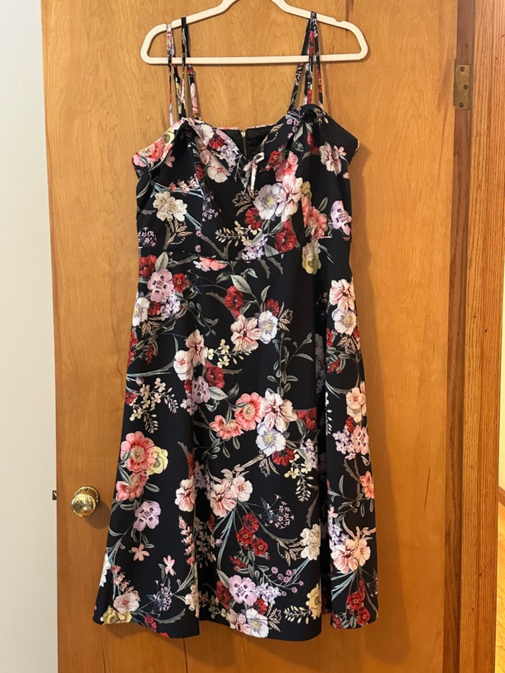 City Chic Black Midi Dress with Multi-Color Floral Print